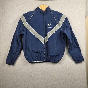 Skilcraft Jacket Mens LT Blue Air Force PTU Windbreaker Hood Reflective Running